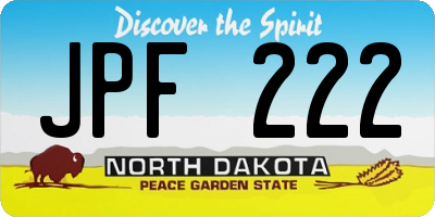 ND license plate JPF222