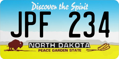ND license plate JPF234