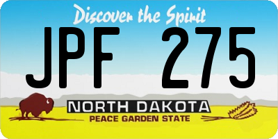 ND license plate JPF275