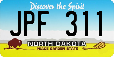 ND license plate JPF311