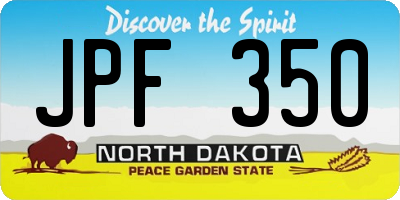 ND license plate JPF350