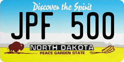 ND license plate JPF500