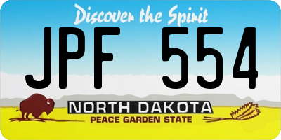 ND license plate JPF554