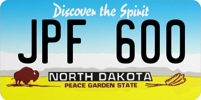 ND license plate JPF600