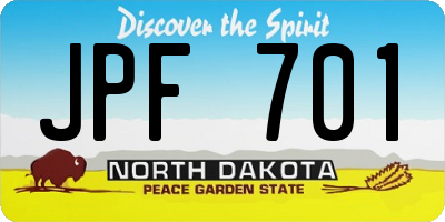 ND license plate JPF701