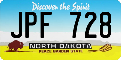 ND license plate JPF728