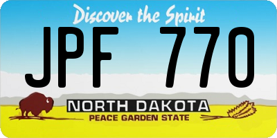 ND license plate JPF770