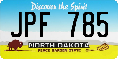 ND license plate JPF785