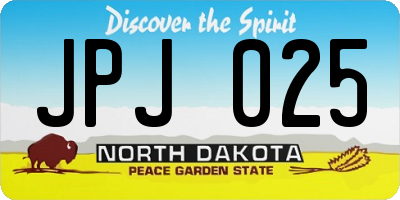 ND license plate JPJ025