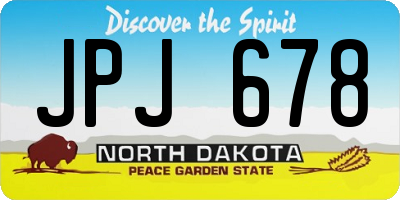 ND license plate JPJ678