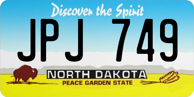 ND license plate JPJ749