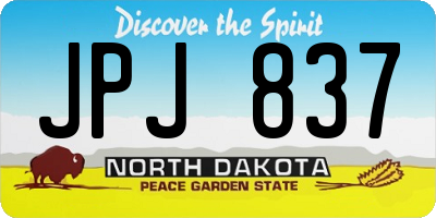ND license plate JPJ837