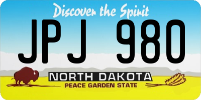 ND license plate JPJ980