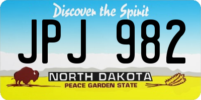 ND license plate JPJ982