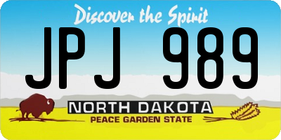 ND license plate JPJ989