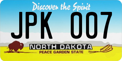 ND license plate JPK007