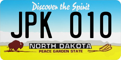 ND license plate JPK010