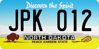 ND license plate JPK012