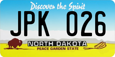 ND license plate JPK026