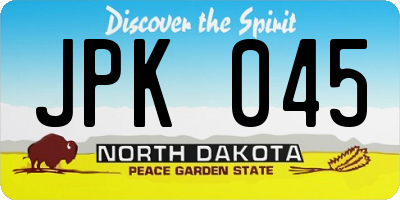 ND license plate JPK045