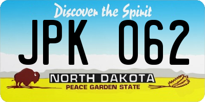 ND license plate JPK062