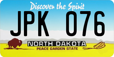 ND license plate JPK076