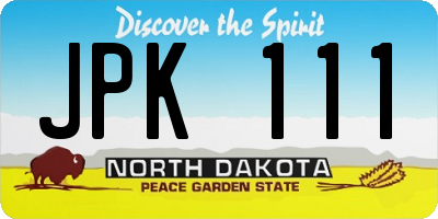 ND license plate JPK111