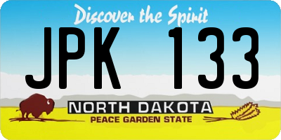 ND license plate JPK133