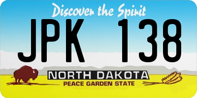 ND license plate JPK138