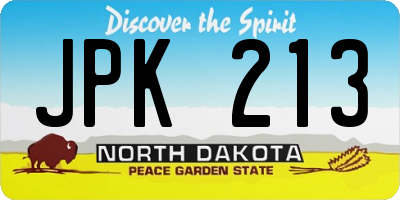 ND license plate JPK213