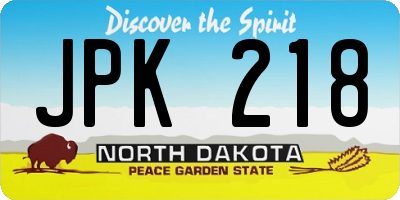 ND license plate JPK218