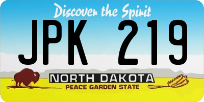 ND license plate JPK219