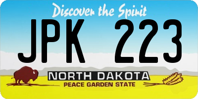 ND license plate JPK223