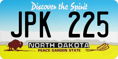 ND license plate JPK225