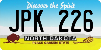 ND license plate JPK226
