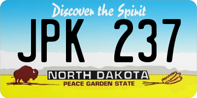 ND license plate JPK237