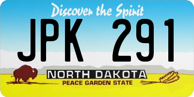 ND license plate JPK291