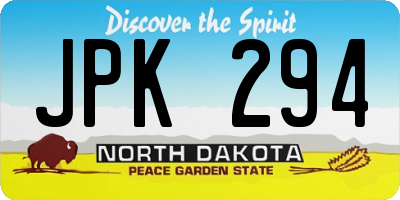 ND license plate JPK294