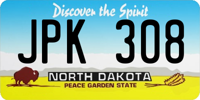 ND license plate JPK308