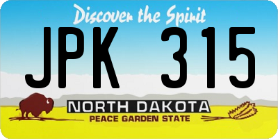 ND license plate JPK315