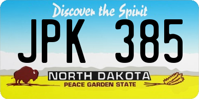ND license plate JPK385