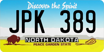 ND license plate JPK389