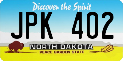 ND license plate JPK402