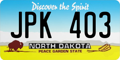 ND license plate JPK403