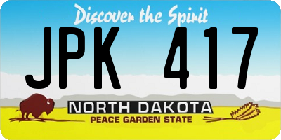 ND license plate JPK417