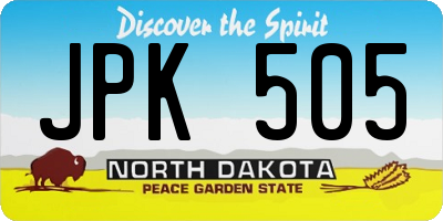 ND license plate JPK505
