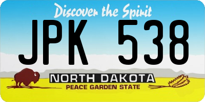 ND license plate JPK538