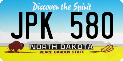 ND license plate JPK580