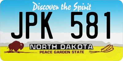 ND license plate JPK581