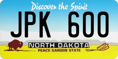 ND license plate JPK600
